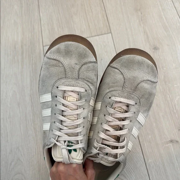 Adidas Men's Gray and Green Sneakers - Picture 4 of 7
